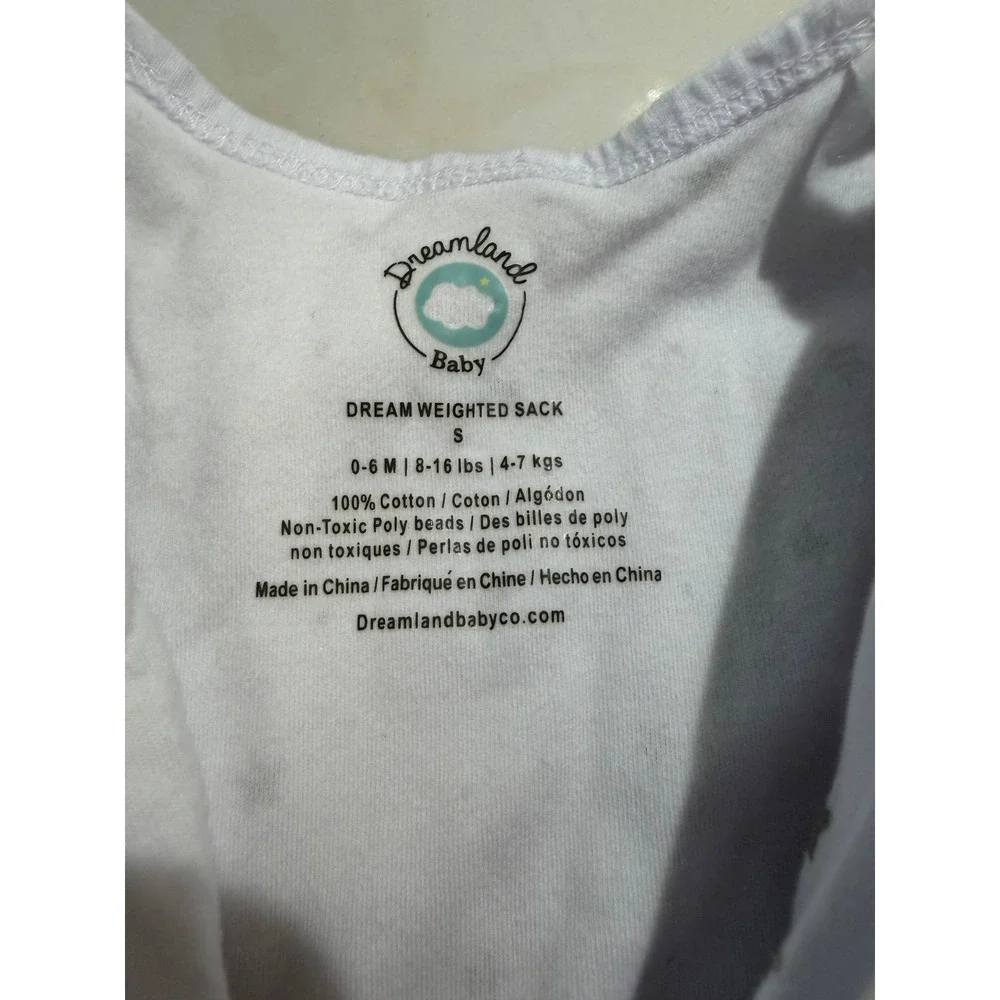 Dreamland Baby Sleeping Sack 0-6 Months 8-16 Pounds 4-7 KGS Cotton White Stars